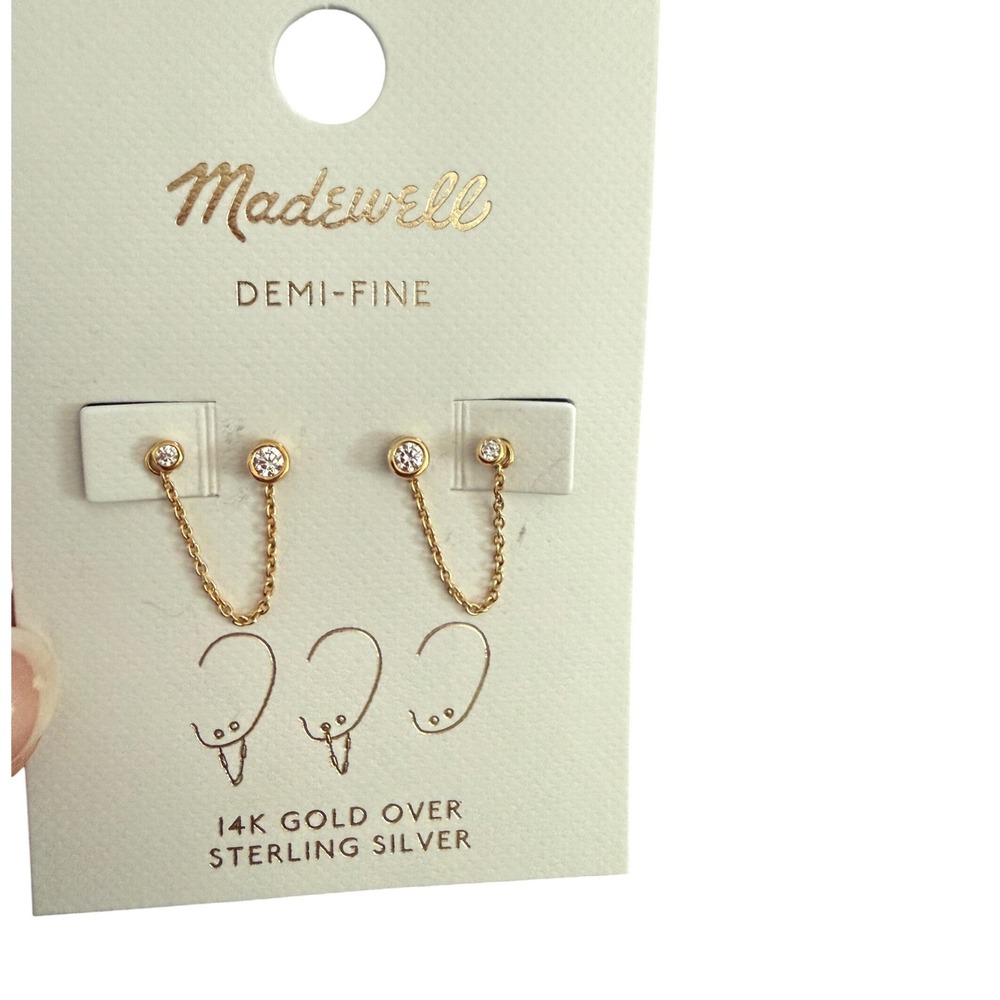 Madewell Demi-Fine Chain Double Stud Earrings nwt